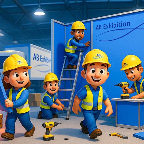 AB Exhibition Team bei der Arbeit